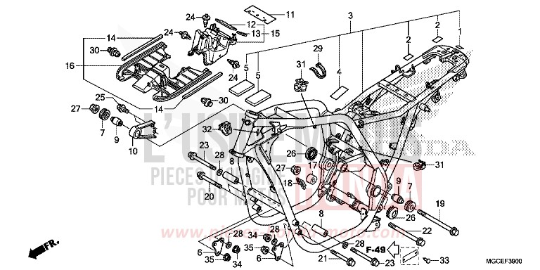 RAHMENKOERPER von CB1100 CANDY ALIZARIN RED (R345) von 2014