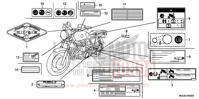 WARNETIKETT von CB1100 CANDY ALIZARIN RED (R345) von 2014