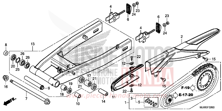 SCHWINGE von CBR500R MAT GUNPOWDER BLACK METALLIC (NH436) von 2017