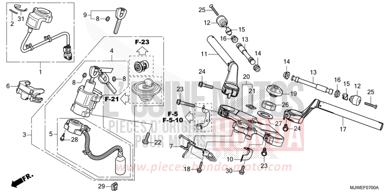 ROHRGRIFF/OBERE BRUECKE von CBR500R GRAND PRIX RED (R380) von 2018