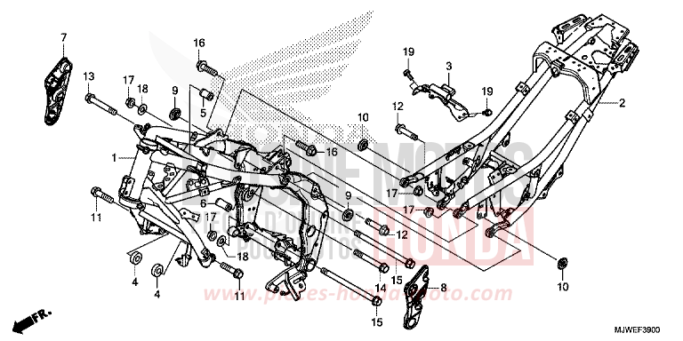 RAHMENKOERPER von CBR500R GRAND PRIX RED (R380) von 2018