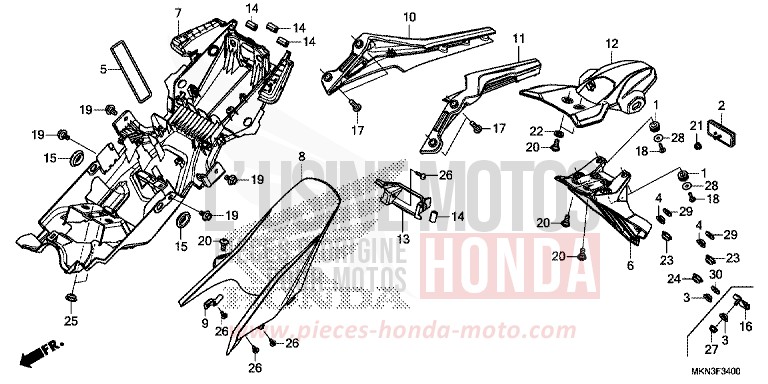 KOTFLUEGEL, HINTEN von CB650R GRAPHITE BLACK (NHB01) von 2019