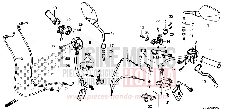 HEBELGRIFF/SCHALTER/KABEL von CB650R GRAPHITE BLACK (NHB01) von 2019