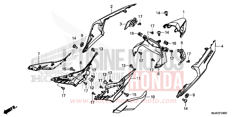 SEITENABDECKUNG/WINDLAUF, HINTEN von CBR500R GRAPHITE BLACK (NHB01) von 2018