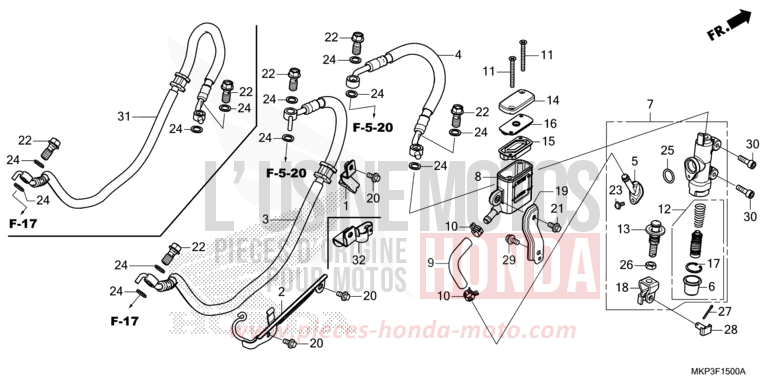 REAR BRAKE MASTER CYLINDER von CBR500R GRAND PRIX RED (R380) von 2019