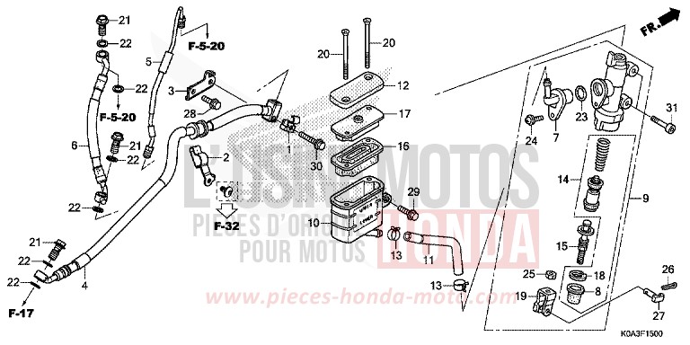 REAR BRAKE MASTER CYLINDER von CB300R CANDY CHROMOSPHERE RED (R381) von 2018