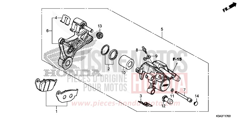 HINTERRAD-BREMSSATTEL von CB300R MAT CRYPTON SILVER MATALLIC (NHA40) von 2018