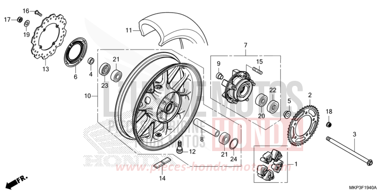 HINTERRAD von CBR500R MAT AXIS GRAY METALLIC (NH303) von 2019