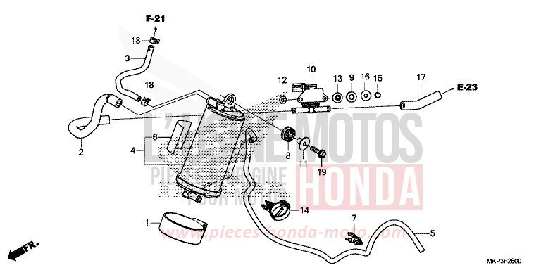 AKTIVKOHLEBEHAELTER von CBR500R MAT AXIS GRAY METALLIC (NH303) von 2019