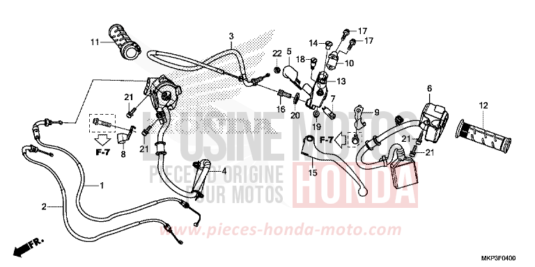 HEBELGRIFF/SCHALTER/KABEL von CBR500R PEARL METALLOID WHITE (NHA96) von 2019