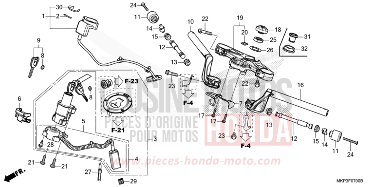 ROHRGRIFF/OBERE BRUECKE von CBR500R PEARL METALLOID WHITE (NHA96) von 2019