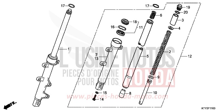 GABEL, VORNE von CBR125R ROSS WHITE (NH196) von 2012