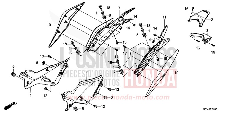 SEITENABDECKUNG von CBR125R ROSS WHITE (NH196) von 2012