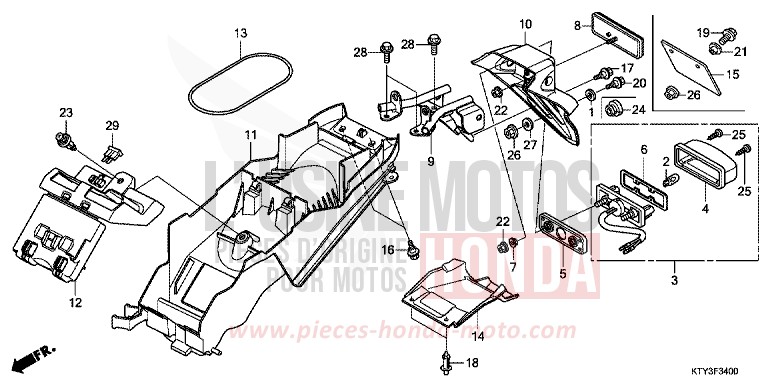 KOTFLUEGEL, HINTEN von CBR125R ROSS WHITE (NH196) von 2012