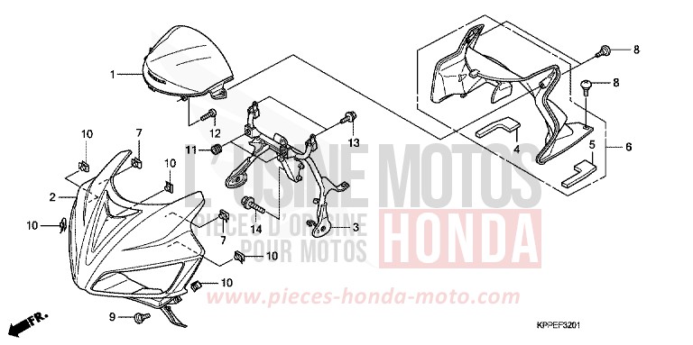 OBERER WINDLAUF (CBR125RW7/RW9/RWA) von CBR125R GRAPHITE BLACK (NHB01D) von 2007
