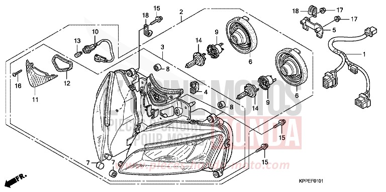 SCHEINWERFER (CBR125RW7/RW9/RWA) von CBR125R MILLENNIUM RED (R263B) von 2007