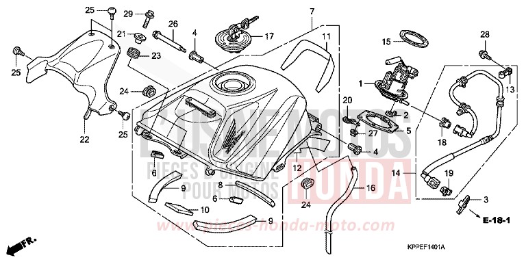KRAFTSTOFFTANK (CBR125RW7/RW9/RWA) von CBR125R ROSS WHITE (NH196B) von 2007
