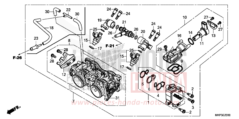 DROSSELKLAPPENGEHAEUSE von CBR500R MAT AXIS GRAY METALLIC (NH303) von 2021