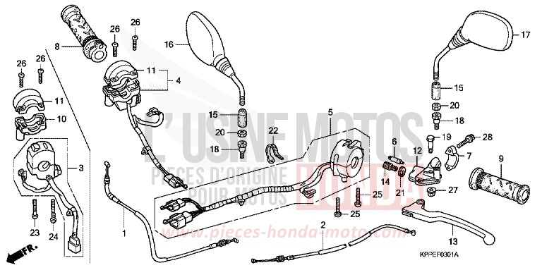 HEBELGRIFF/SCHALTER/KABEL (CBR125RW7/RW9/RWA) von CBR125R ROSS WHITE (NH196H) von 2009