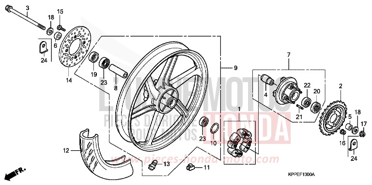 HINTERRAD von CBR125R ROSS WHITE (NH196H) von 2010