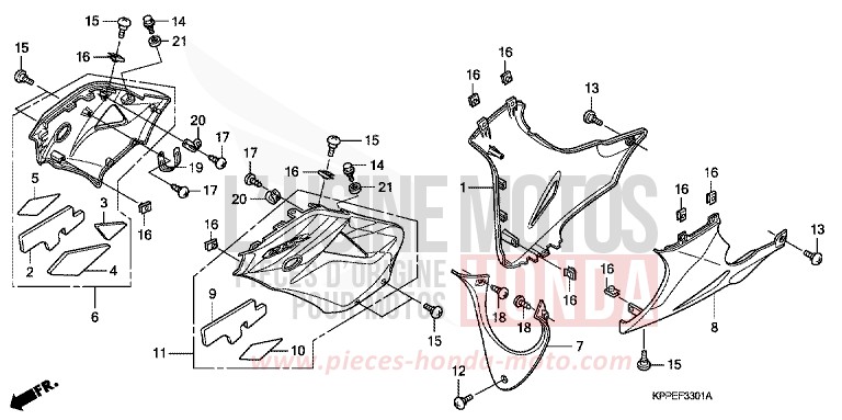 UNTERER WINDLAUF (CBR125RW7/RW9/RWA) von CBR125R ROSS WHITE (NH196H) von 2010