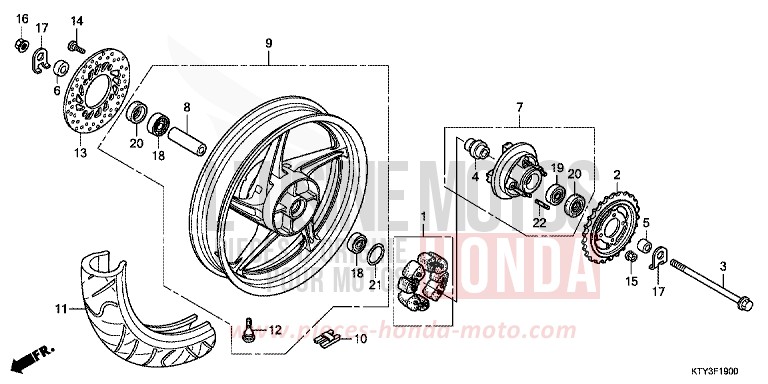 HINTERRAD von CBR125R ROSS WHITE (NH196) von 2011