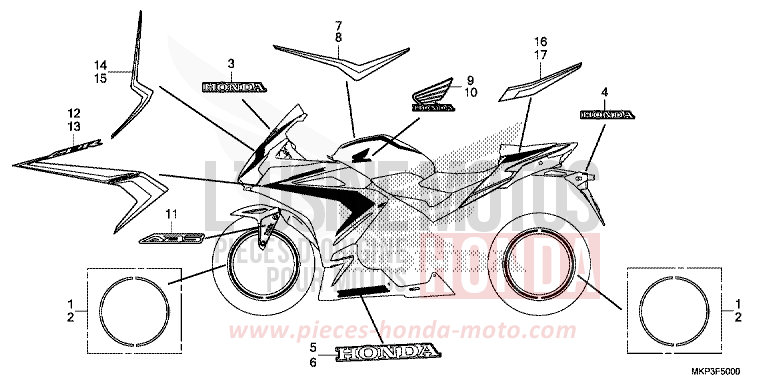 MARKE/STREIFEN (CBR500RK,CBR500RAK/L/M) von CBR500R MAT AXIS GRAY METALLIC (NH303) von 2021