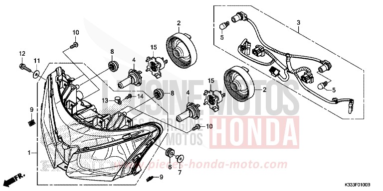 SCHEINWERFER von CBR300R LEMON ICE YELLOW (Y196) von 2015