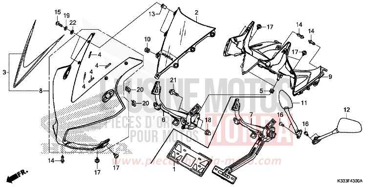 OBERER WINDLAUF von CBR300R NITRIC ORANGE (YR271) von 2016