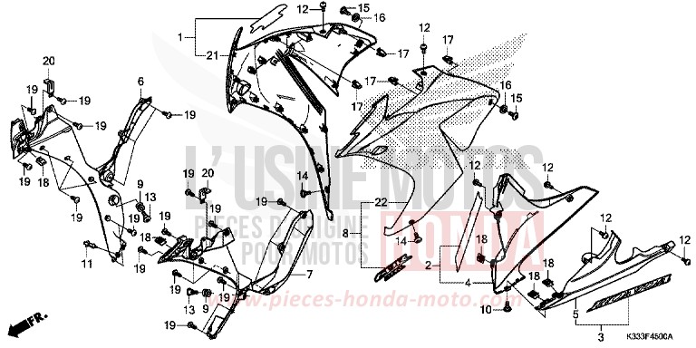 MITTLERER WINDLAUF/UNTERER WINDLAUF von CBR300R NITRIC ORANGE (YR271) von 2016