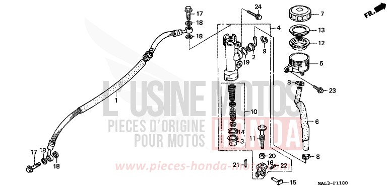 HAUPTBREMSE, HINTEN ZYLINDER von CBR600F HEAVY GRAY METALLIC-U (NH194O) von 1997