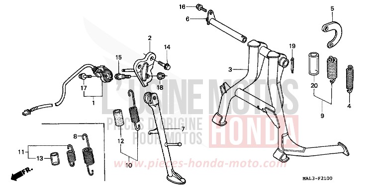 STAENDER von CBR600F HEAVY GRAY METALLIC-U (NH194O) von 1997