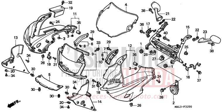 OBERER WINDLAUF von CBR600F HEAVY GRAY METALLIC-U (NH194O) von 1997