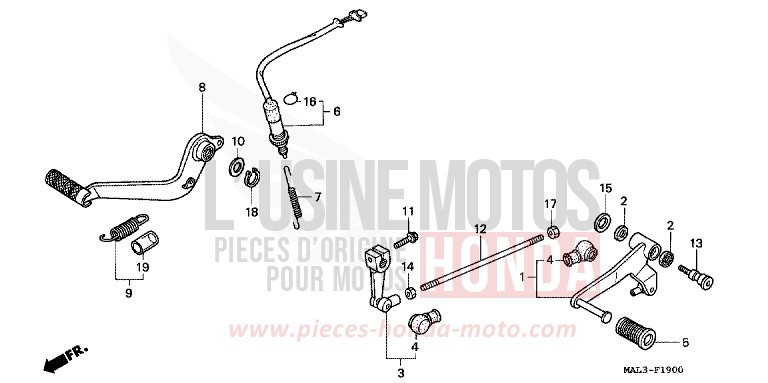BREMSPEDAL/SCHALTPEDAL von CBR600F SPARKLING RED (R127A) von 1997