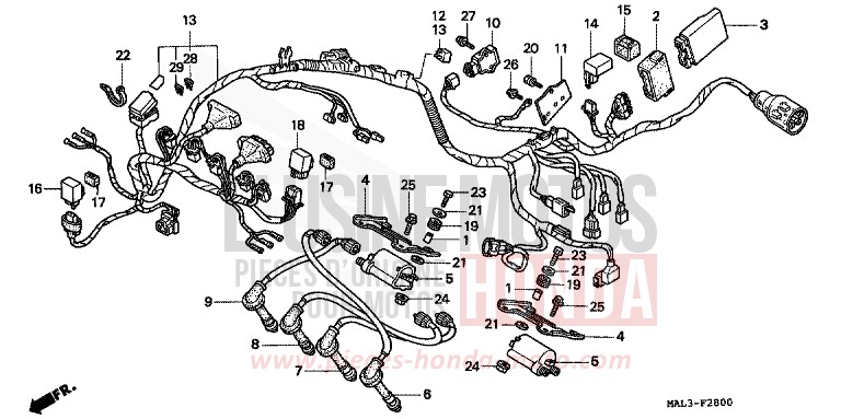 KABELBAUM von CBR600F SPARKLING RED (R127A) von 1997