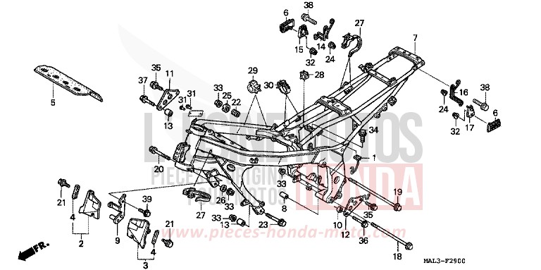 RAHMENKOERPER von CBR600F SPARKLING RED (R127A) von 1997