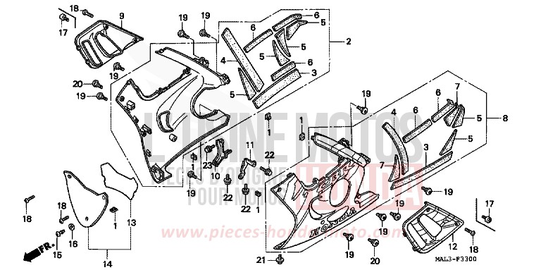UNTERER WINDLAUF von CBR600F TITANIUM METALLIC (YR183Q) von 1997