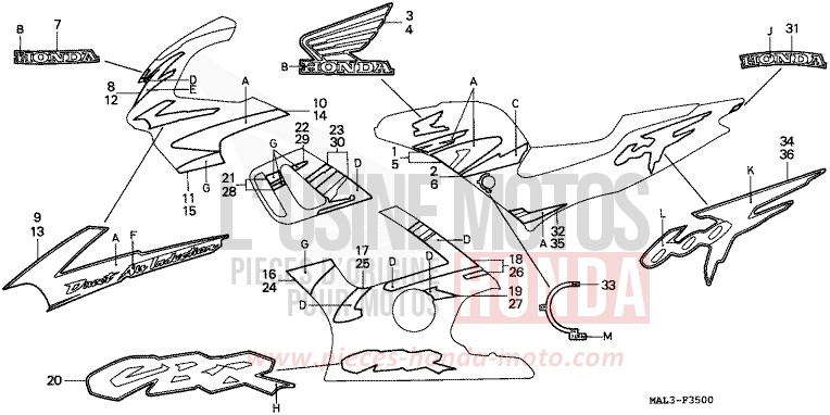 STREIFEN (CBR600FV/FW) von CBR600F TITANIUM METALLIC (YR183Q) von 1997