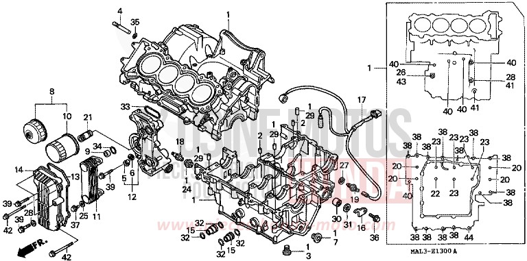 KURBELGEHAEUSE von CBR600F HEAVY GRAY METALLIC-U (NH194O) von 1998