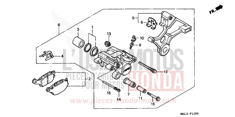 HINTERRAD-BREMSSATTEL von CBR600F HEAVY GRAY METALLIC-U (NH194O) von 1998
