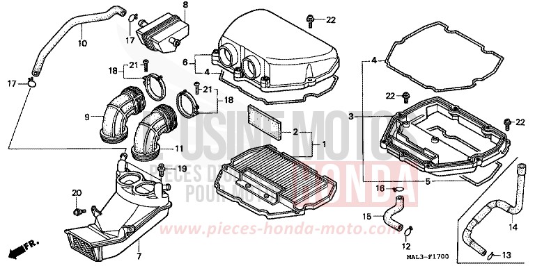 LUFTFILTER von CBR600F HEAVY GRAY METALLIC-U (NH194O) von 1998
