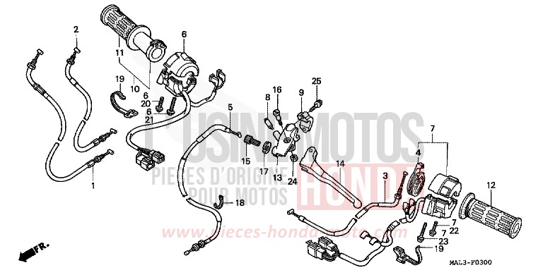 HEBELGRIFF/SCHALTER/KABEL von CBR600F SPARKLING RED (R127A) von 1998