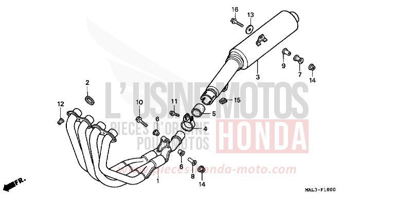 ABGAS-SCHALLDAEMPFER von CBR600F SPARKLING RED (R127A) von 1998
