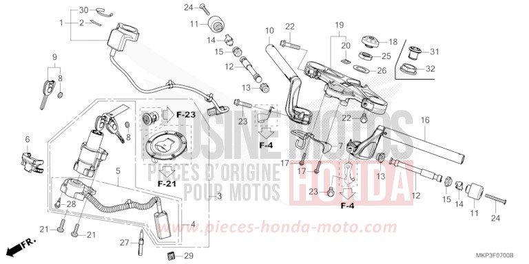 ROHRGRIFF/OBERE BRUECKE von CBR500R GRAND PRIX RED (R380) von 2022