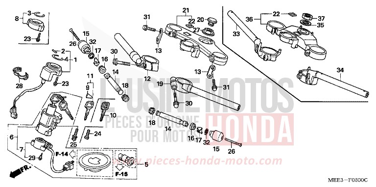 ROHRGRIFF/OBERE BRUECKE von CBR600RR ITALIAN RED (R157) von 2003