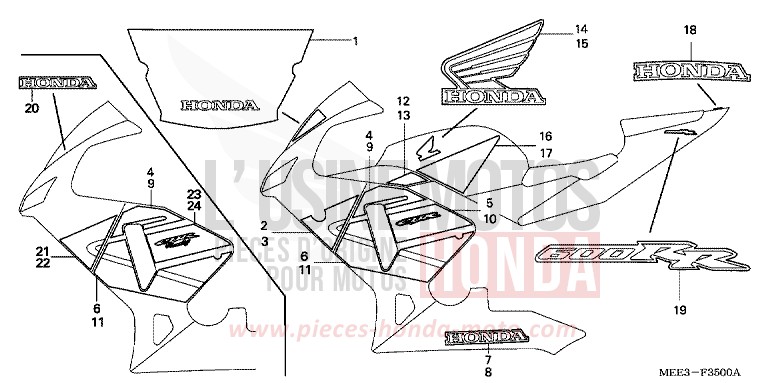 STREIFEN (1) von CBR600RR ITALIAN RED (R157) von 2003