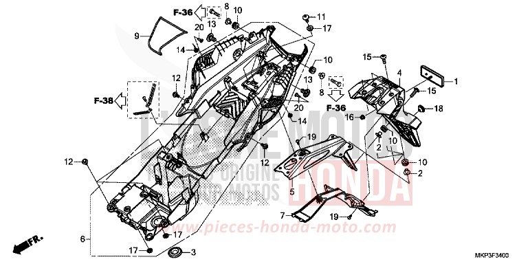 KOTFLUEGEL, HINTEN von CBR500R GRAND PRIX RED (R380) von 2022