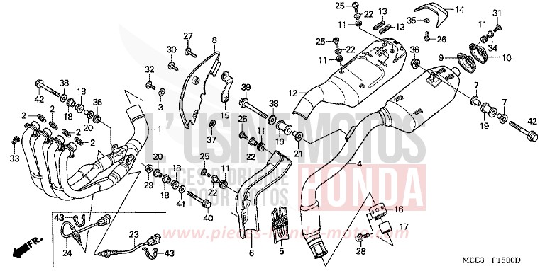 ABGAS-SCHALLDAEMPFER (CBR600RR3/4) von CBR600RR CANDY TAHITIAN BLUE (PB215) von 2004