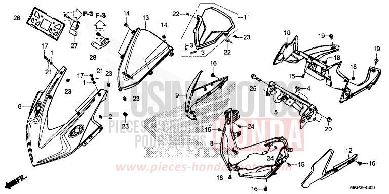 OBERER WINDLAUF von CBR500R GRAND PRIX RED (R380) von 2022