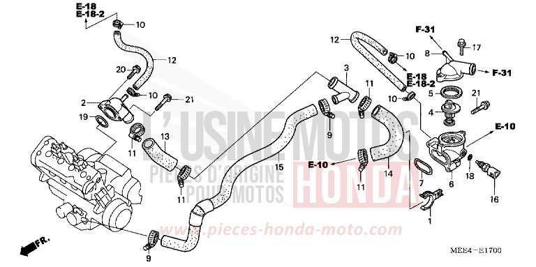 THERMOSTAT von CBR600RR ITALIAN RED (R157B) von 2004